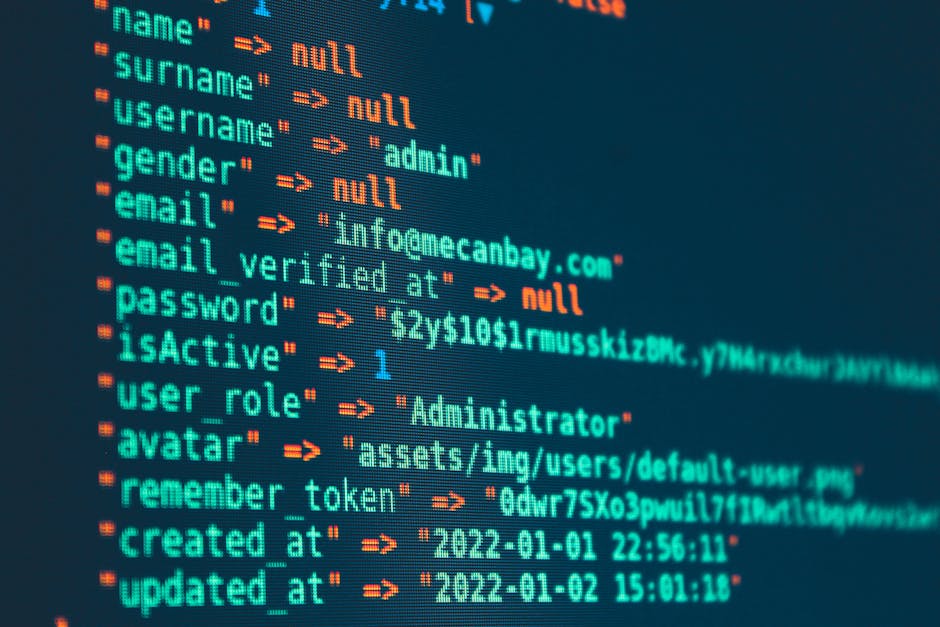 Vibrant close-up of code displayed on a monitor with various programming details.